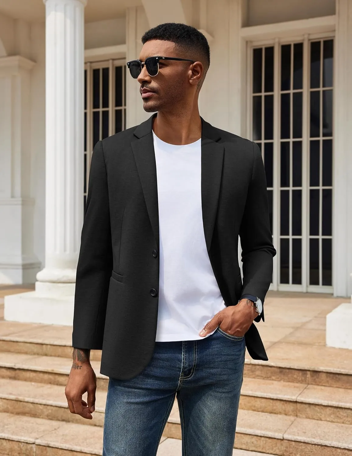 COOFANDY Men's Casual Knit Blazer Two Button Lightweight Sport Coats Suit Jacket