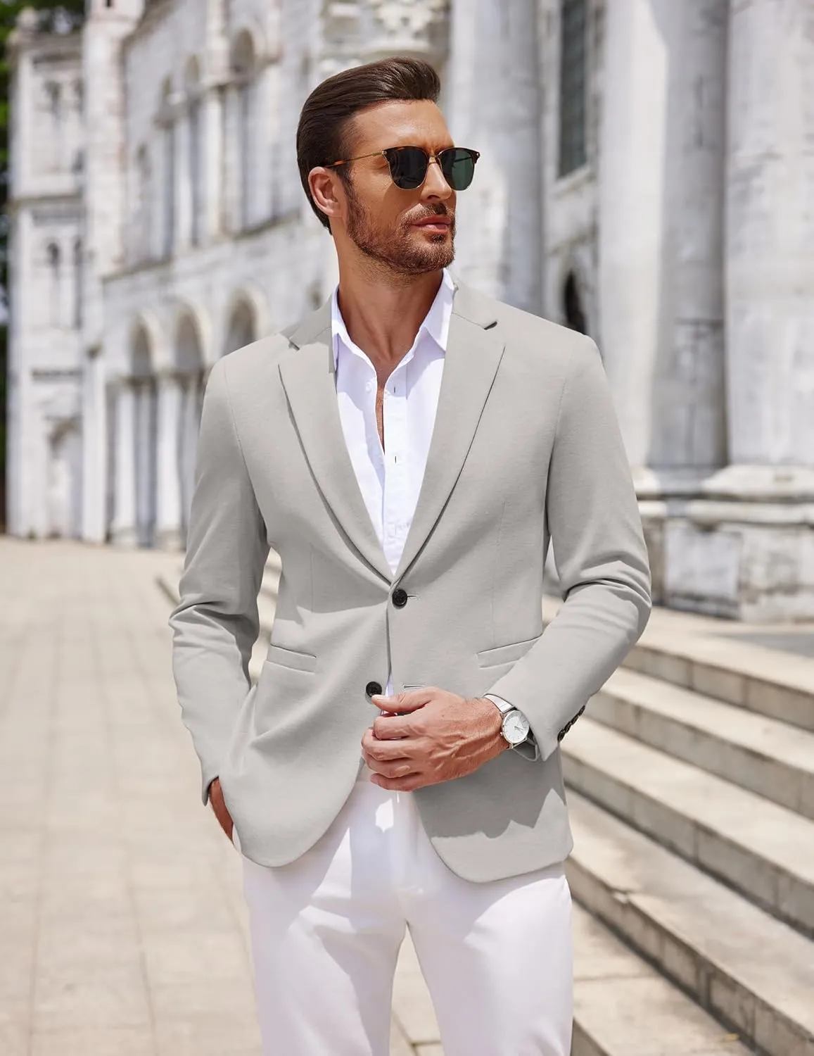 COOFANDY Men's Casual Knit Blazer Two Button Lightweight Sport Coats Suit Jacket