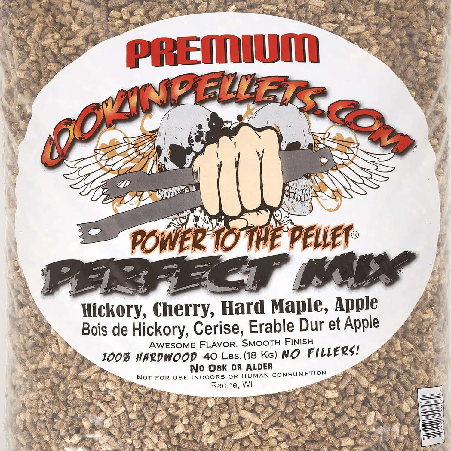 CookinPellets 40PM Perfect Mix All-Natural Hickory, Cherry, Hard Maple, and Apple Grill Smoker Smoking Hardwood Wood Pellets, 40 Lb Bag (3 Pack)
