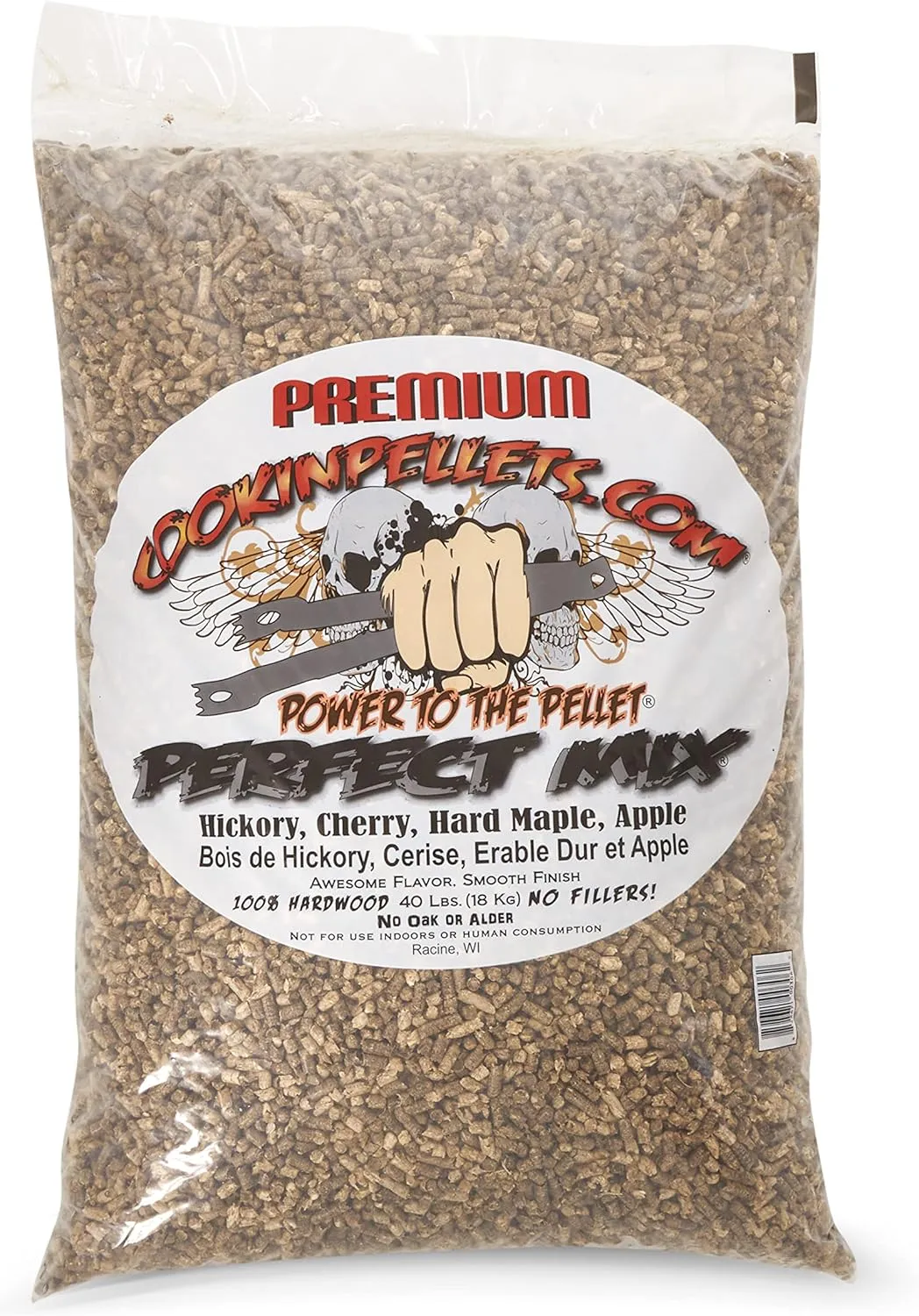 CookinPellets 40PM Perfect Mix All-Natural Hickory, Cherry, Hard Maple, and Apple Grill Smoker Smoking Hardwood Wood Pellets, 40 Lb Bag (3 Pack)