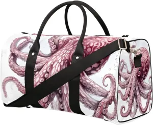 Cool Cartoon Octopus Travel Duffel Bag for Women Men Waterproof Foldable Overnight Weekender Bag Large Capacity Sports Gym Bag