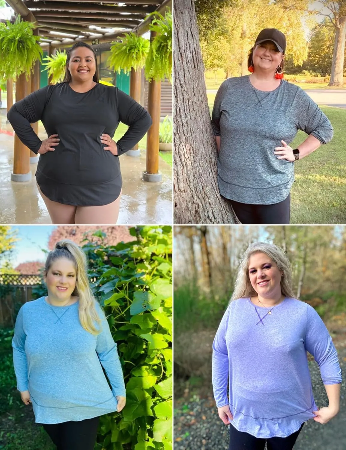 COOTRY Plus Size Workout Tops for Women Long Sleeve Shirts Breathable Dry Fit Athletic Gym Yoga Clothes