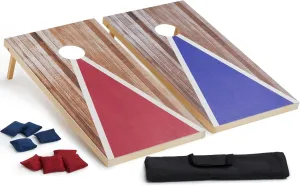 Corn Hole Games for Adults Kids Outdoor, Portable Cornhole Board Set 3 x 2 or 4 x 2 ft Regulation Corn Hole Boards Set with 1 Bag and 8 Bean Bags, Adults Outdoor Beach Travel Cornhole Game
