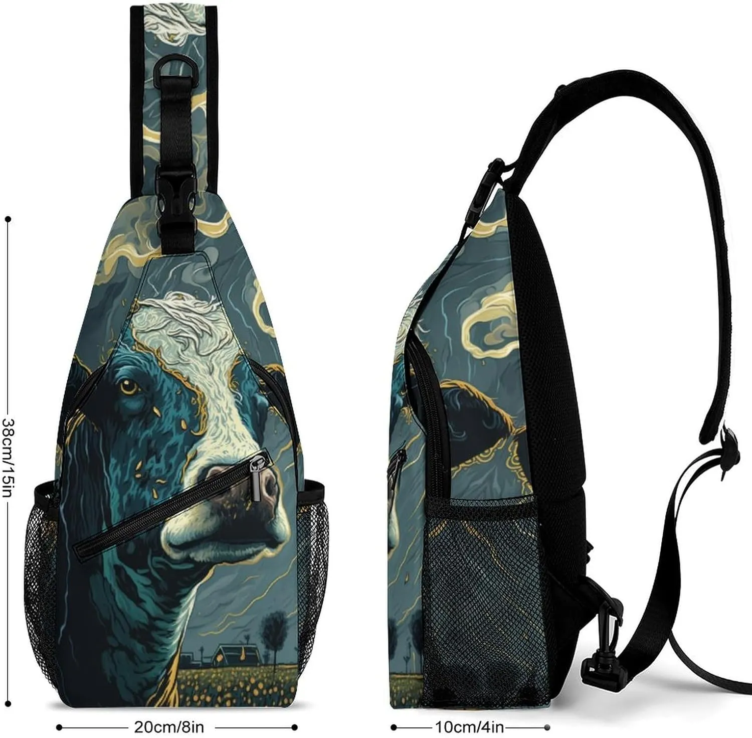Cow-colorful-style Crossbody Sling Backpack, Shoulder Bag Chest Bag for Travel Sport Running