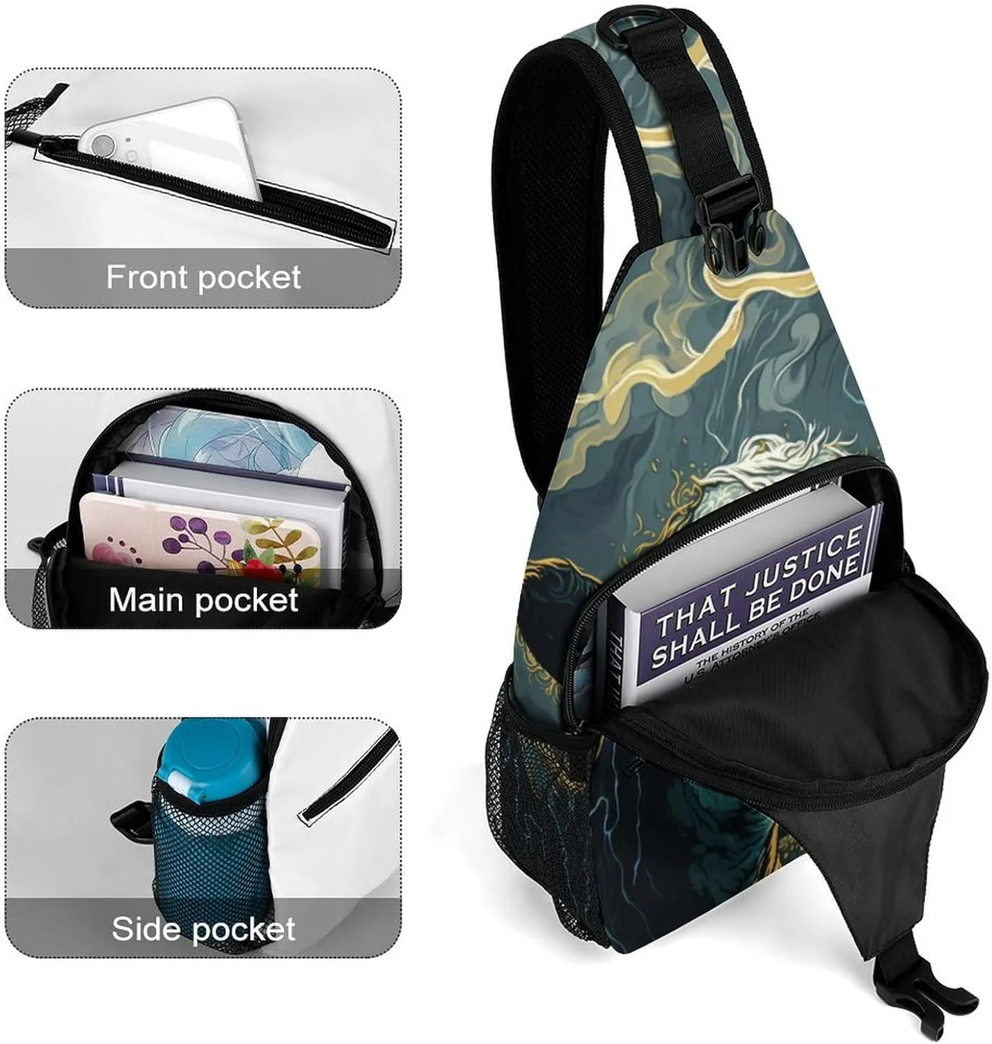Cow-colorful-style Crossbody Sling Backpack, Shoulder Bag Chest Bag for Travel Sport Running