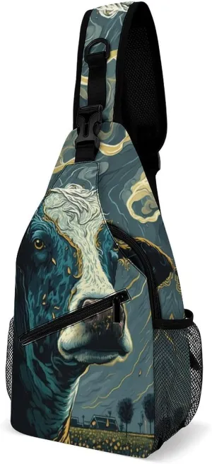 Cow-colorful-style Crossbody Sling Backpack, Shoulder Bag Chest Bag for Travel Sport Running