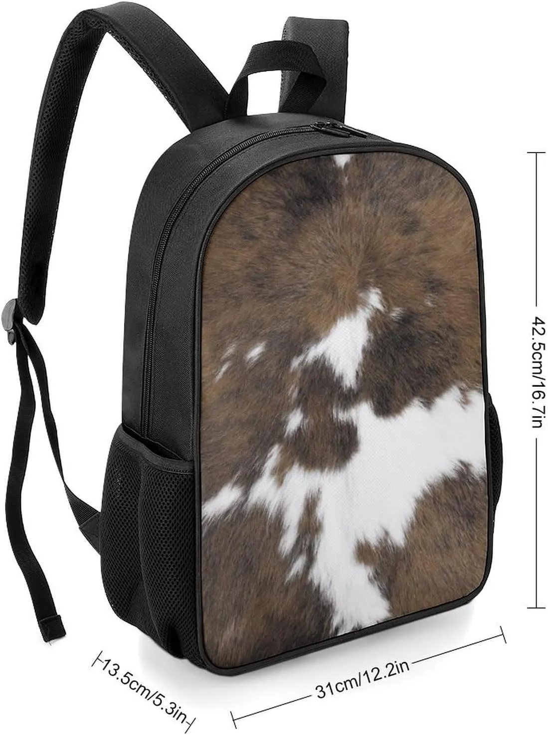 Cowhide Pattern Large Capacity Fully Printed Portable Backpack Unisex