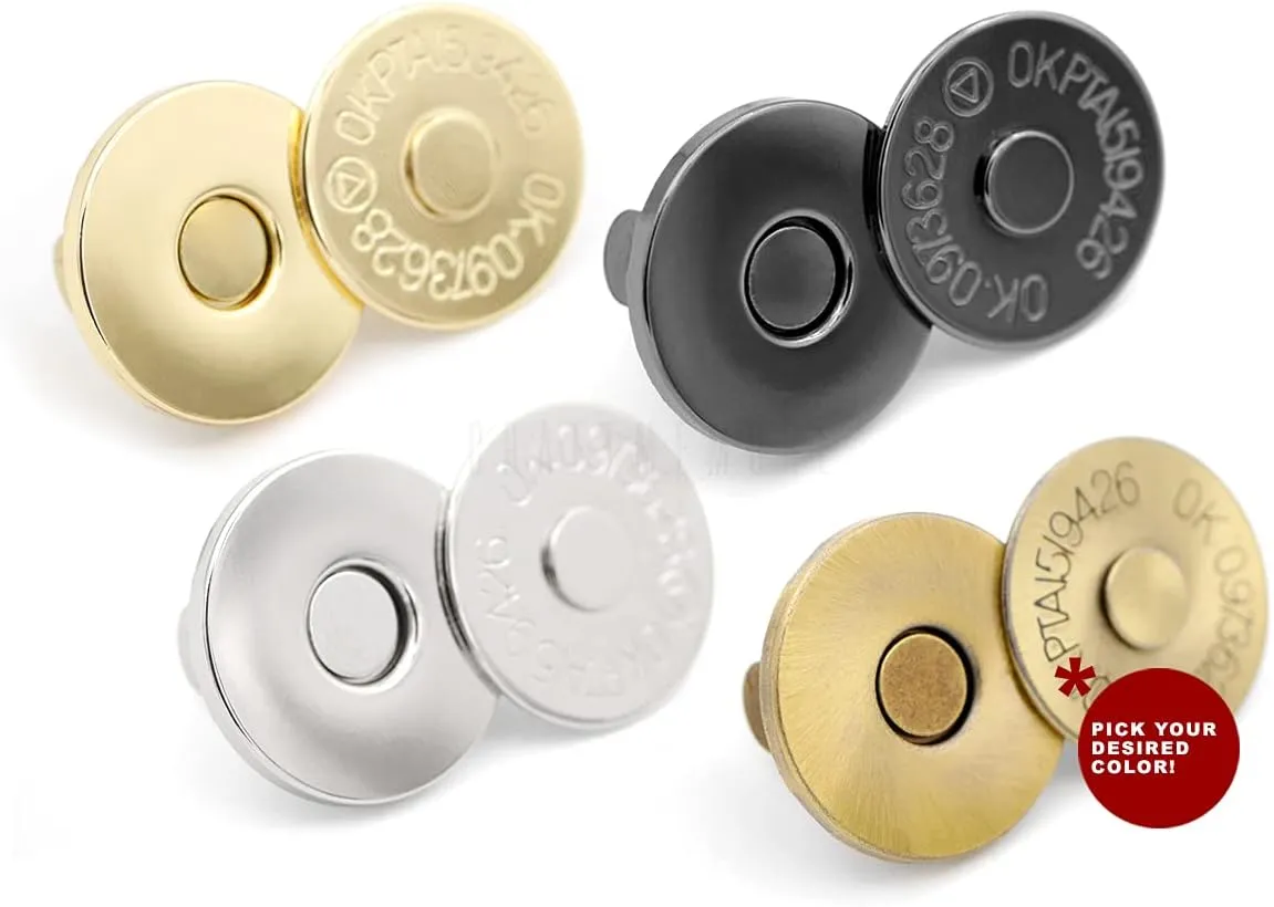 CRAFTMEMORE Thin Magnetic Snap Buttons Quality Strong Clasp for Purse Sewing Handbags Closures 6 Pack MNS (18mm, Brushed Brass)
