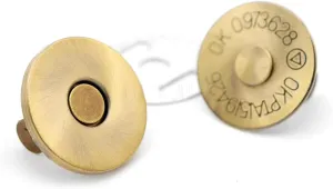 CRAFTMEMORE Thin Magnetic Snap Buttons Quality Strong Clasp for Purse Sewing Handbags Closures 6 Pack MNS (18mm, Brushed Brass)