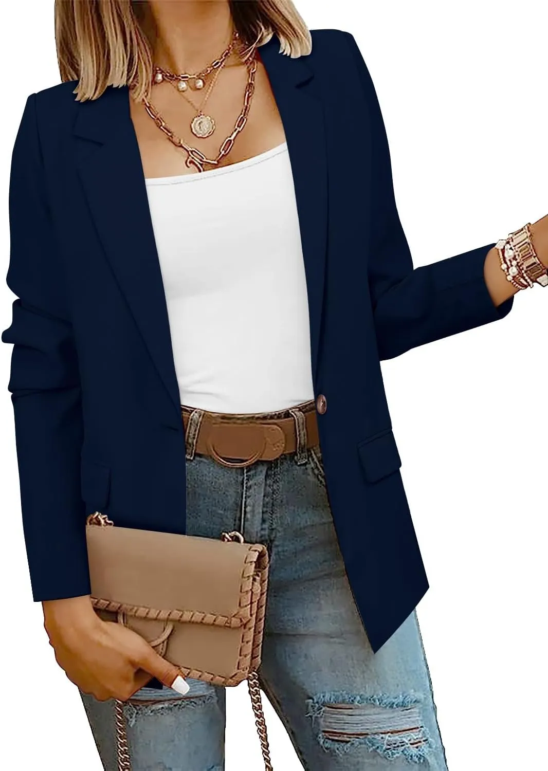 CRAZY GRID Women Business Casual Blazers with Lined Professional Work Suit Jacket with Pockets