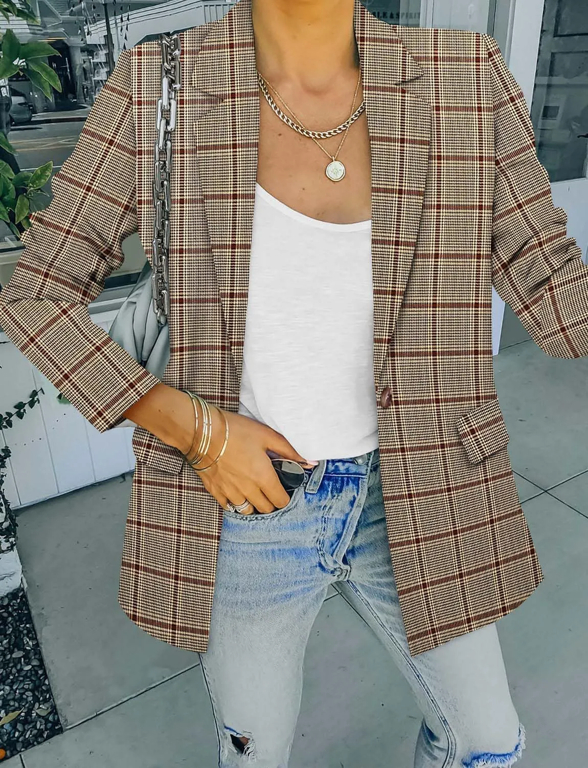CRAZY GRID Women Business Casual Blazers with Lined Professional Work Suit Jacket with Pockets