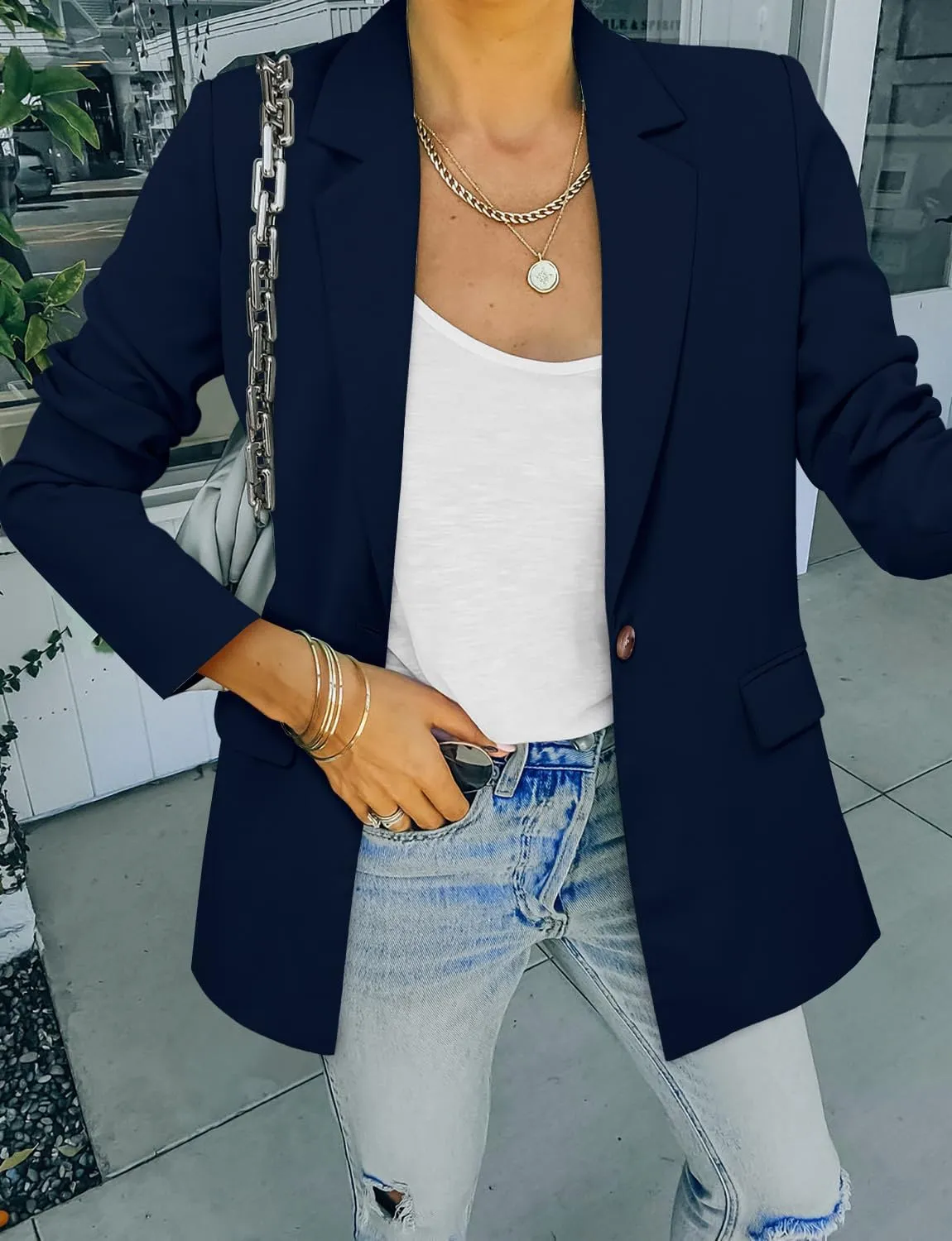 CRAZY GRID Women Business Casual Blazers with Lined Professional Work Suit Jacket with Pockets