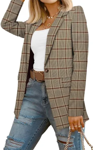 CRAZY GRID Women Business Casual Blazers with Lined Professional Work Suit Jacket with Pockets