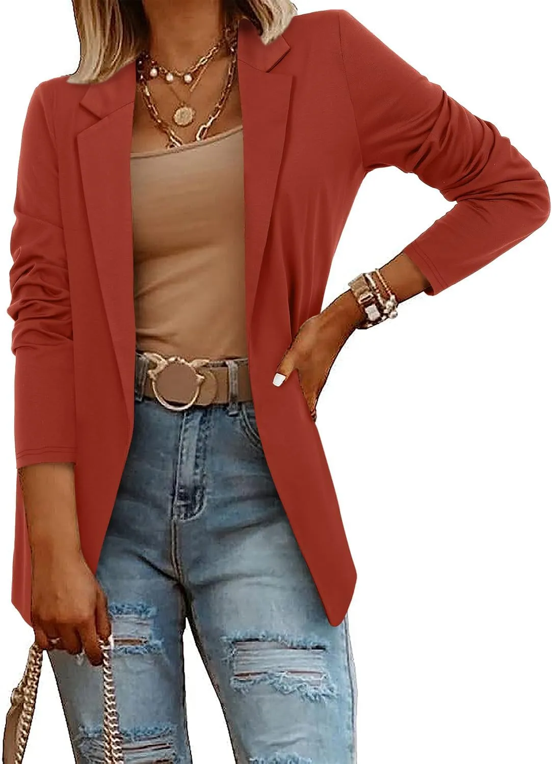 CRAZY GRID Women Casual Blazer Fashion Lightweight with Lined Professional Work Office Suit Jacket