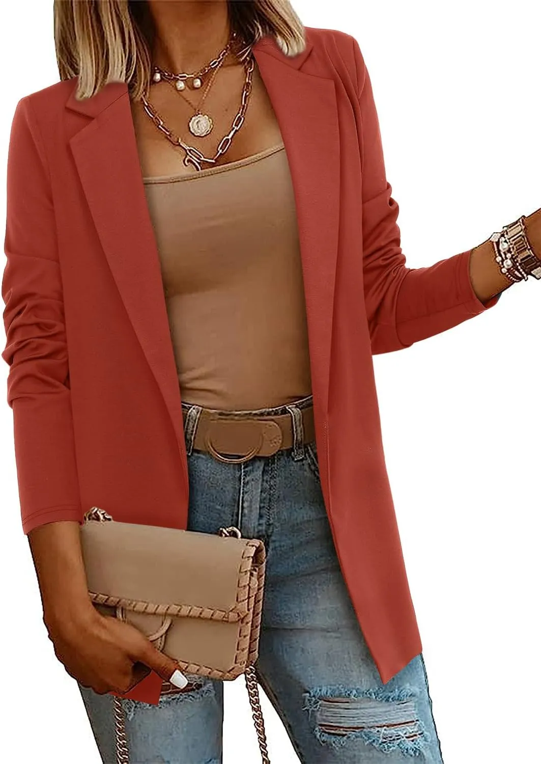 CRAZY GRID Women Casual Blazer Fashion Lightweight with Lined Professional Work Office Suit Jacket