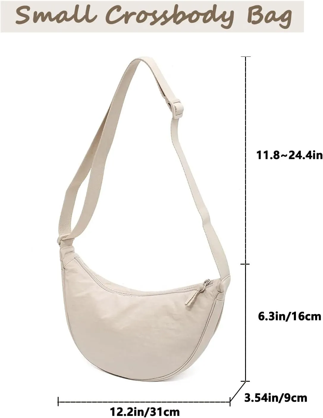 Crescent Women's Nylon Crossbody Hobo Sling Bag - Lightweight, Small Shoulder Purse