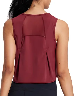 Crop Workout Tops for Women Tank Athletic Running Shirts Mesh Yoga Tops Gym Sleeveless Clothes