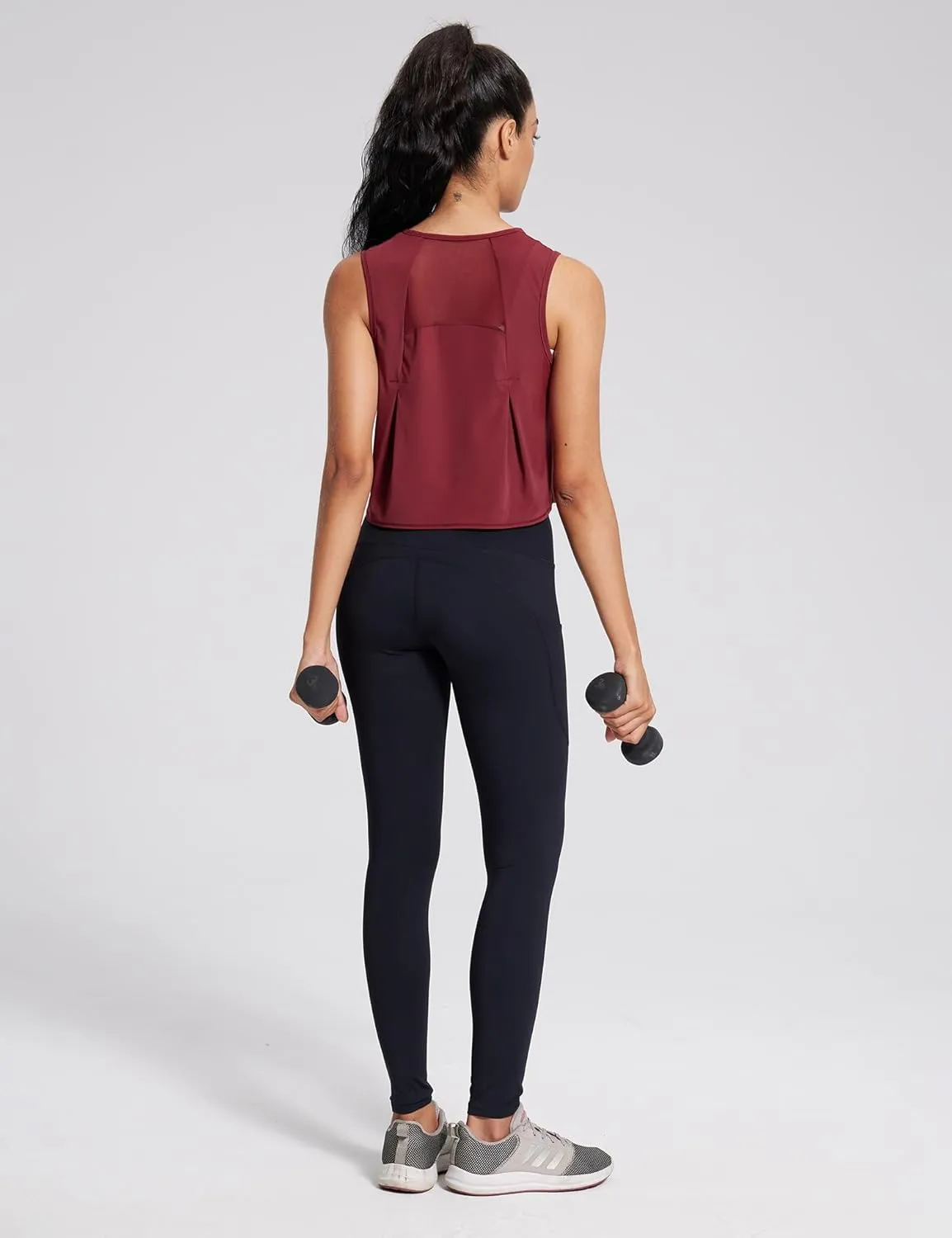 Crop Workout Tops for Women Tank Athletic Running Shirts Mesh Yoga Tops Gym Sleeveless Clothes