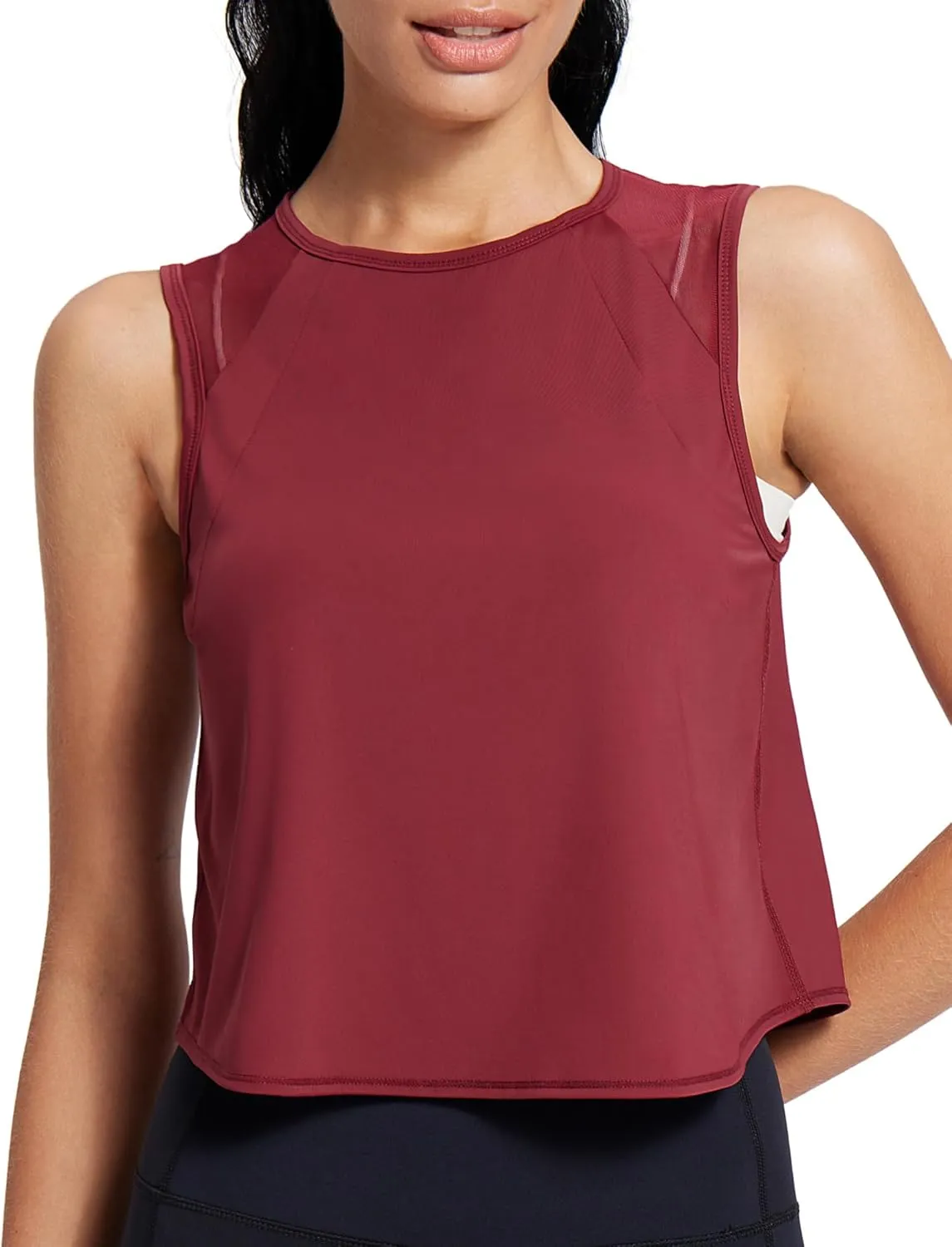 Crop Workout Tops for Women Tank Athletic Running Shirts Mesh Yoga Tops Gym Sleeveless Clothes