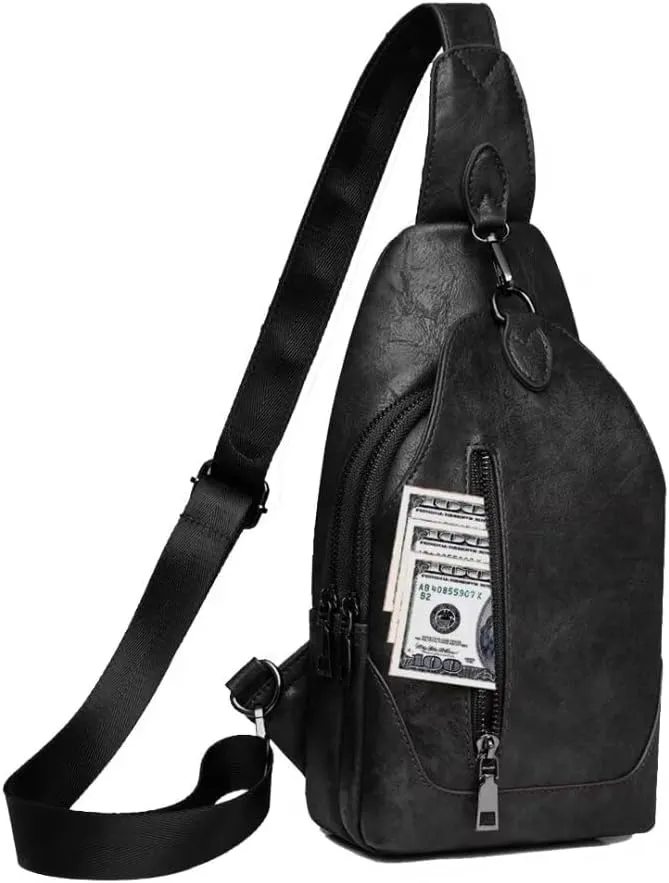 Cross Body Bags for Women Small Sling Purse PU Leather Chest Purse Trendy Anti Theft Fanny Pack for Travel Daypack
