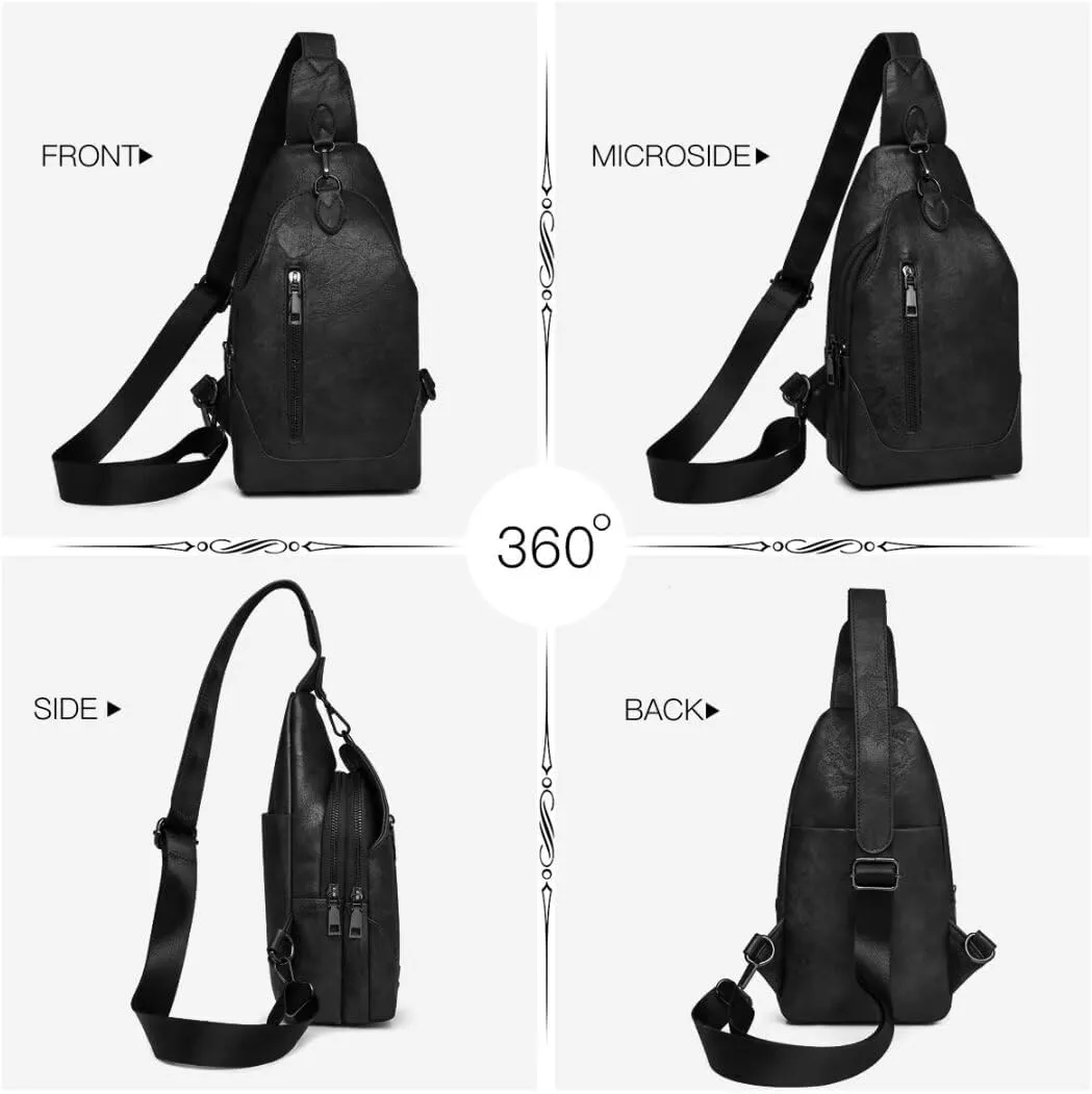 Cross Body Bags for Women Small Sling Purse PU Leather Chest Purse Trendy Anti Theft Fanny Pack for Travel Daypack