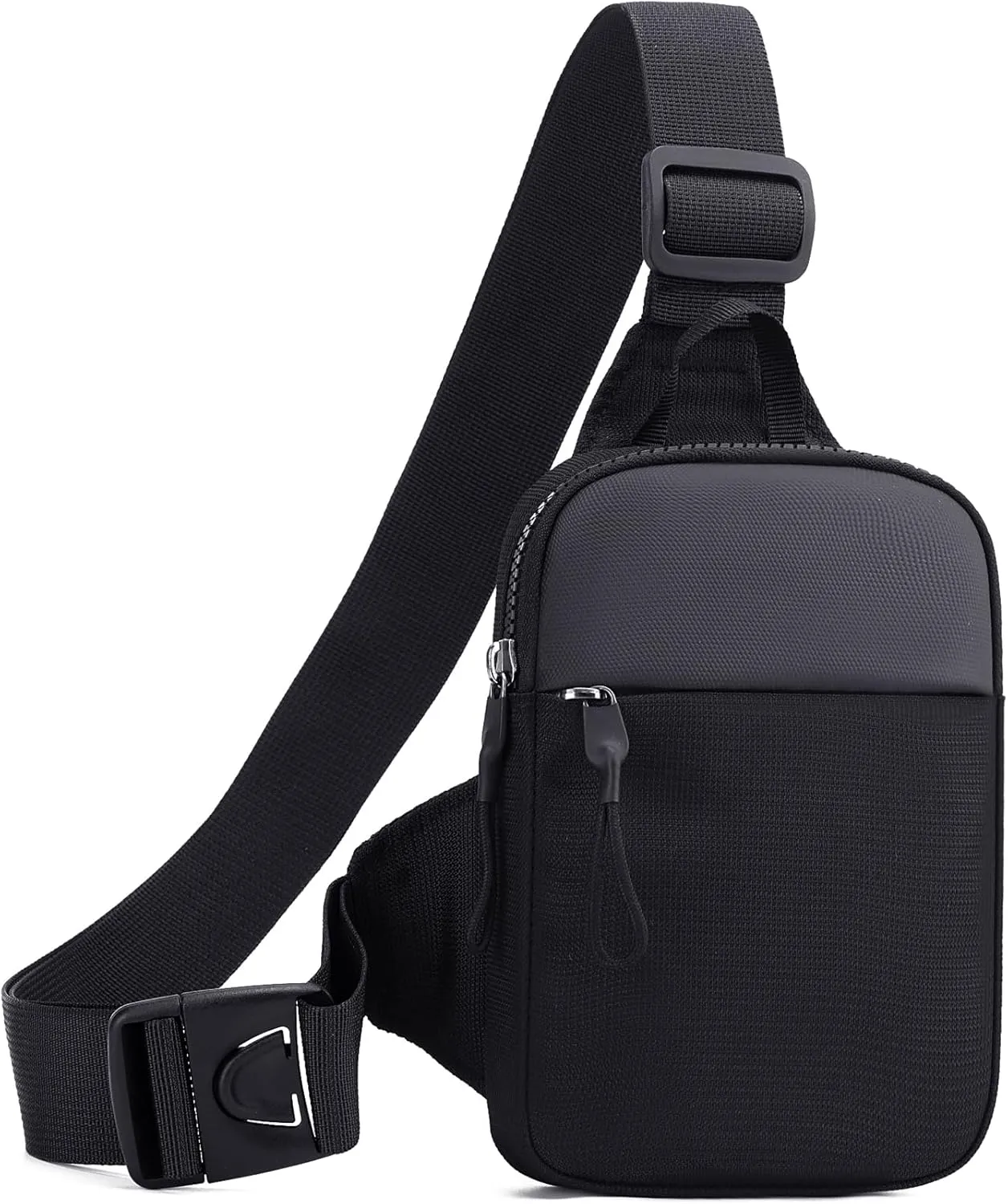 Crossbody Bag for Men Women Waterproof Sling Bag Casual Portable Chest Bag for Travel Workout Hiking Mini Sling Bag Black
