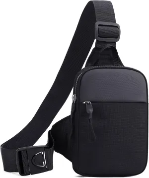 Crossbody Bag for Men Women Waterproof Sling Bag Casual Portable Chest Bag for Travel Workout Hiking Mini Sling Bag Black