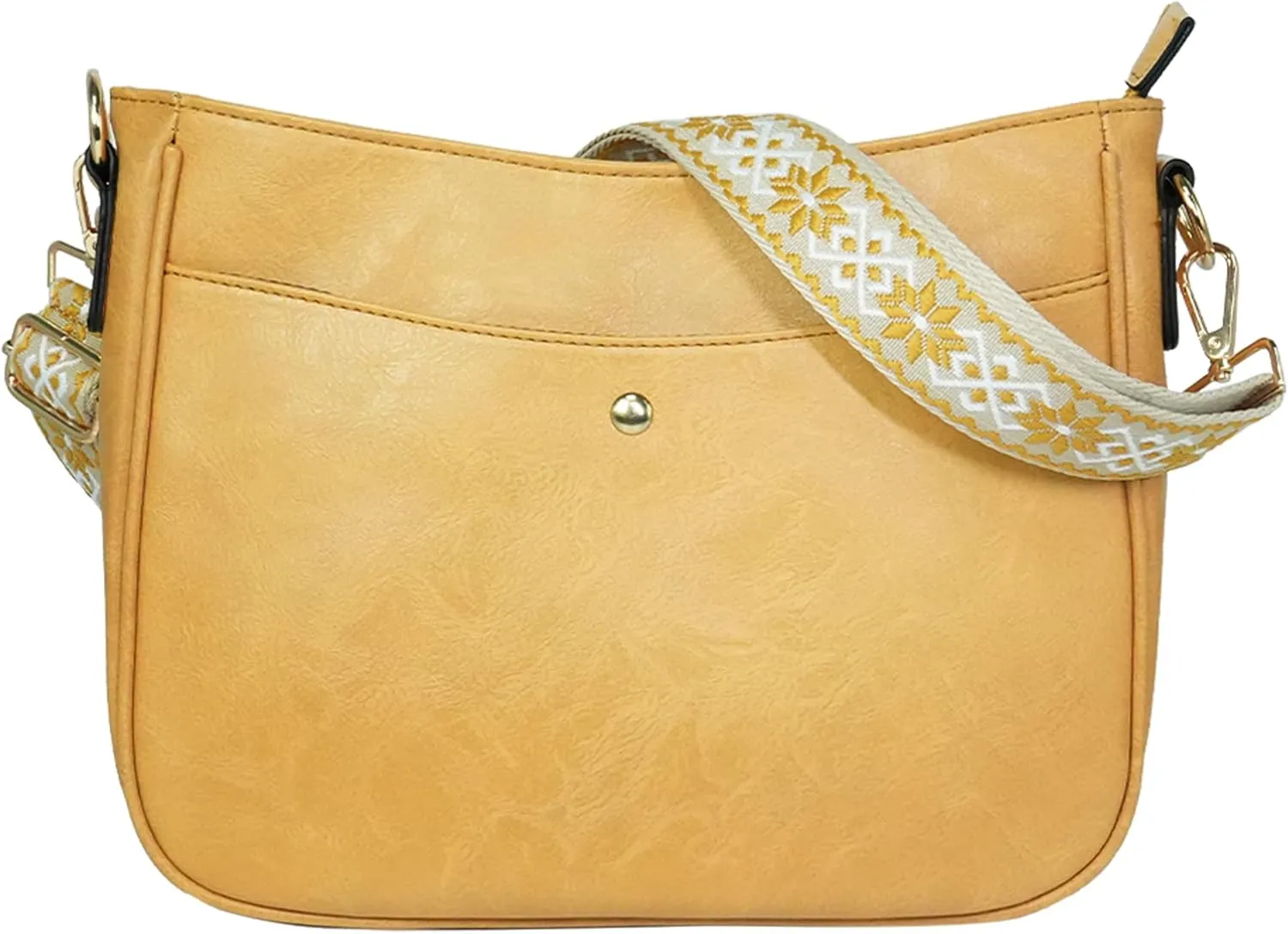 Crossbody Bag for Women Bohemian Vintage Stylish Purse Vegan Leather Shoulder Bag with Adjustable Wide Strap