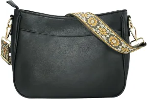 Crossbody Bag for Women Bohemian Vintage Stylish Purse Vegan Leather Shoulder Bag with Adjustable Wide Strap