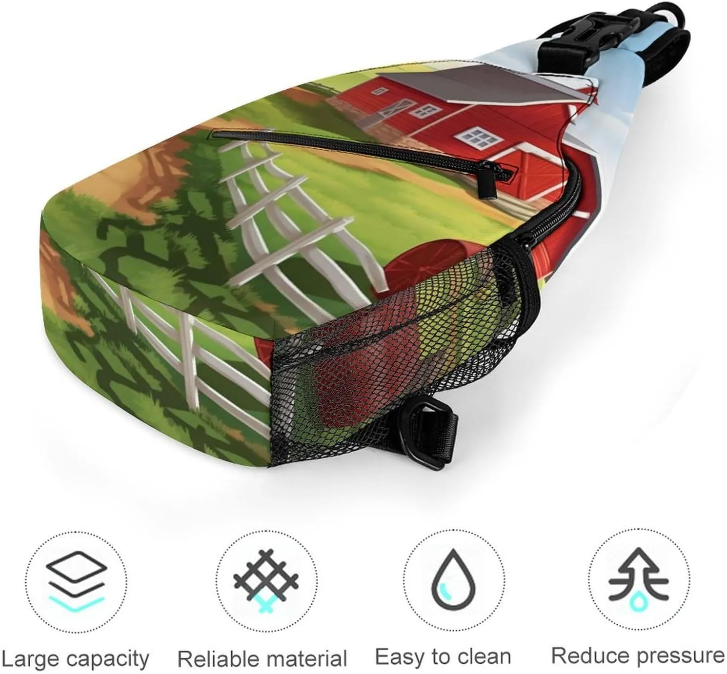 Crossbody Bag Travel Sling Bag for Men Small Sling Backpack Cartoon Red Farm Chest Bag Shoulder Bag for Outdoor