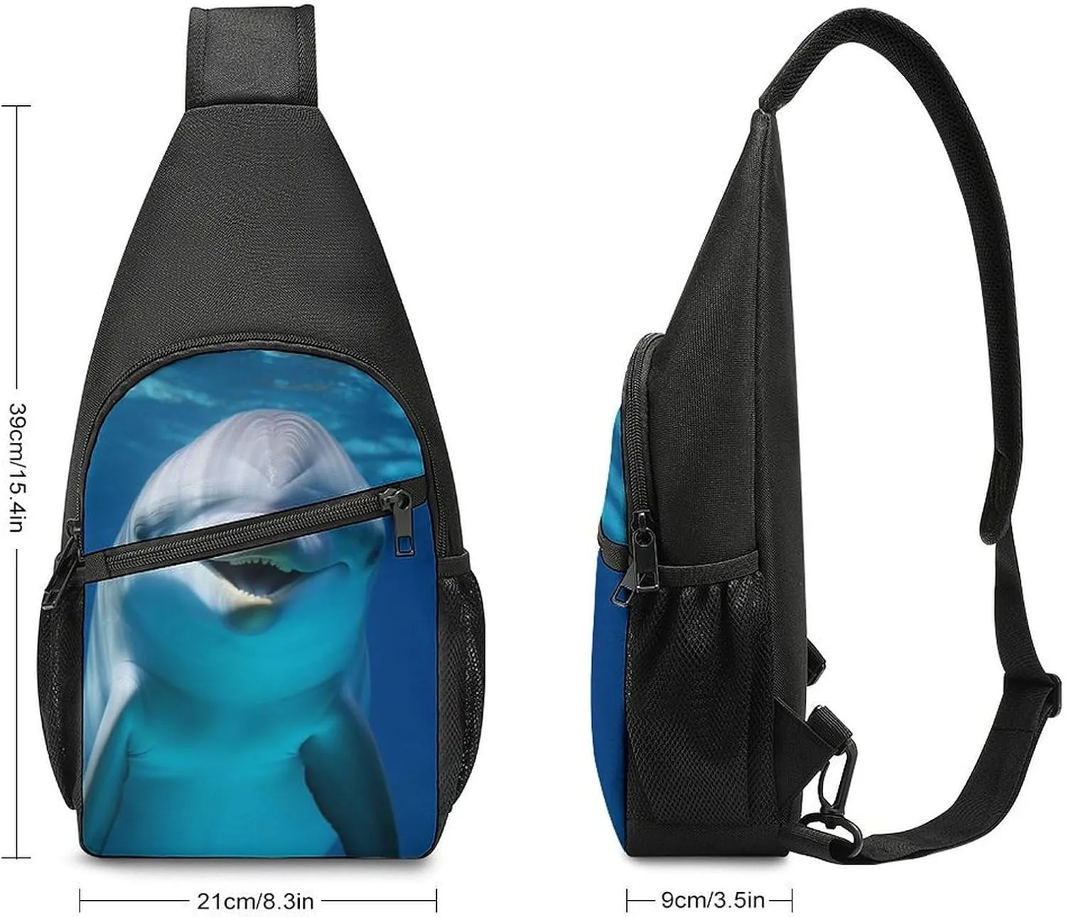 Crossbody Bag Travel Sling Bag for Men Small Sling Backpack Dolphin With Smile Chest Bag Shoulder Bag for Outdoor