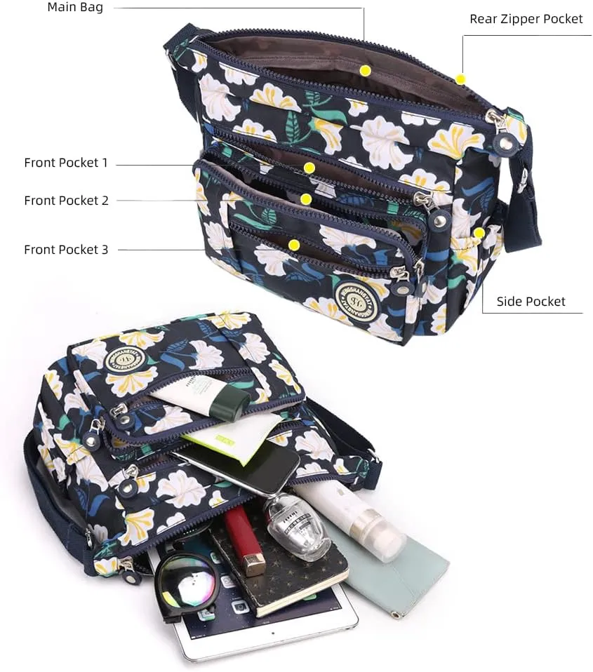Crossbody for Women Shoulder Purse Waterproof Nylon Travel Handbag