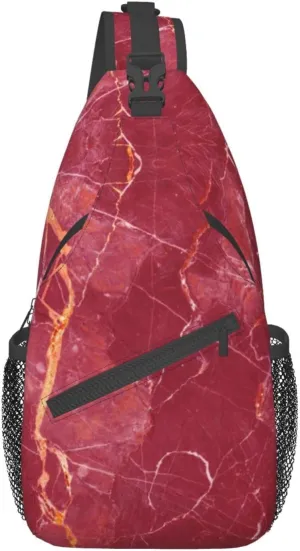 Crossbody Sling Backpack Sling Bag Chest Bag Shoulder Bag Travel Hiking Daypack For Men Women-Abstract Red Marble Texture Abstract Background