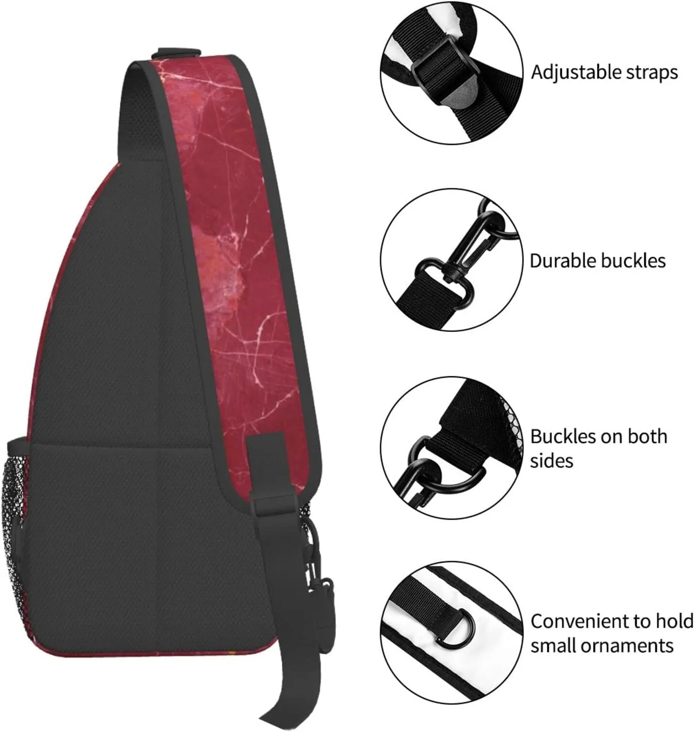Crossbody Sling Backpack Sling Bag Chest Bag Shoulder Bag Travel Hiking Daypack For Men Women-Abstract Red Marble Texture Abstract Background