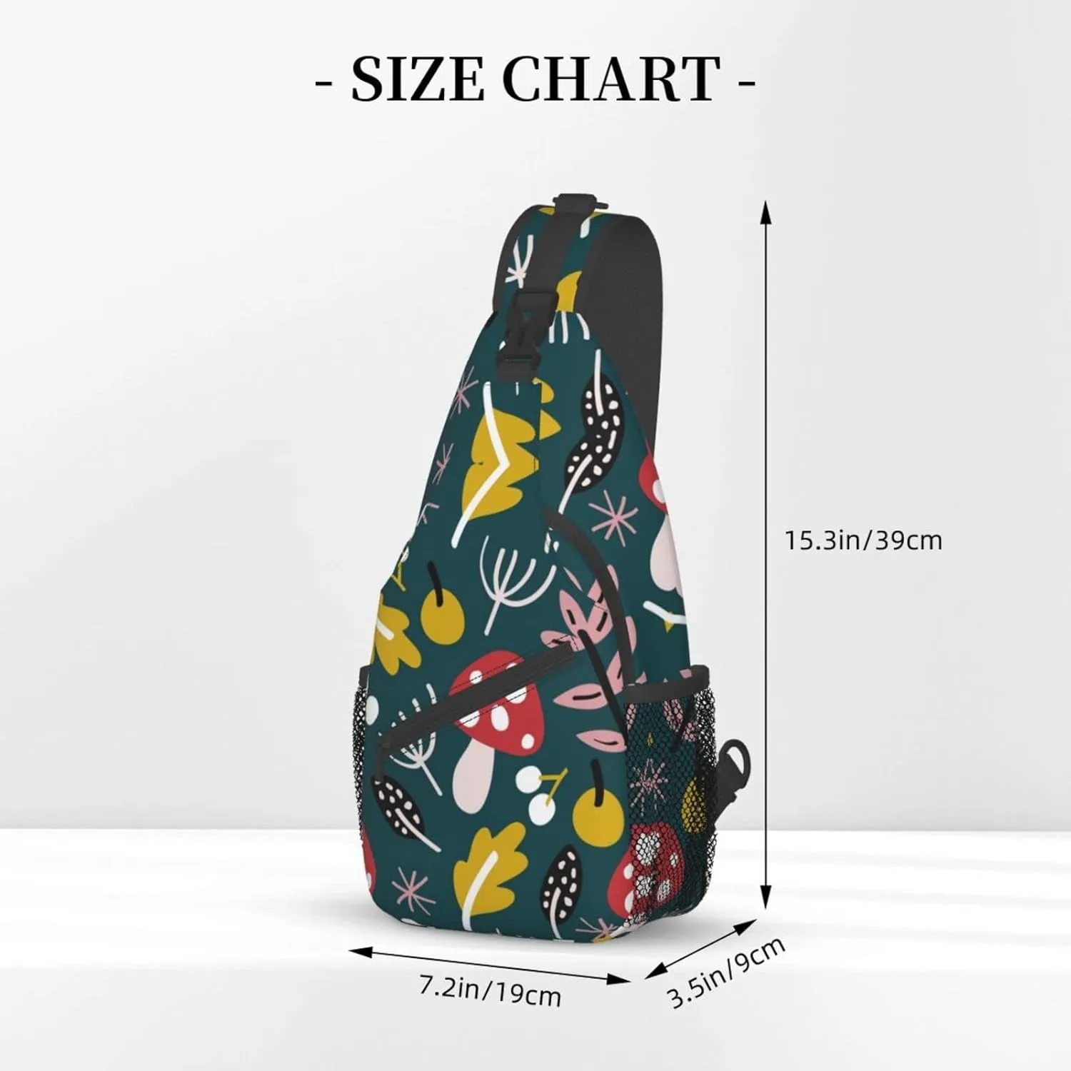 Crossbody Sling Backpack Sling Bag Chest Bag Shoulder Bag Travel Hiking Daypack For Men Women-Cartoon Leaf Mushroom Red