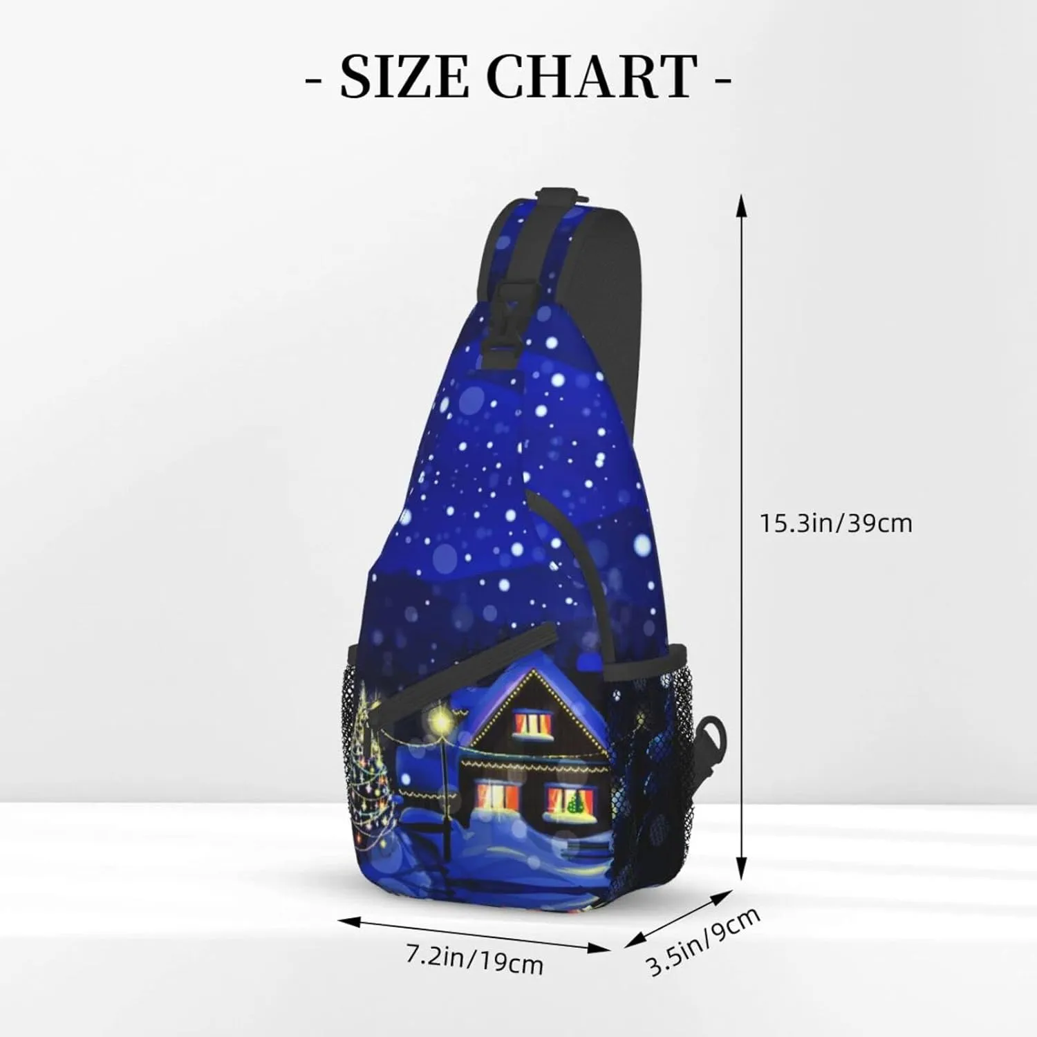 Crossbody Sling Backpack Sling Bag Chest Bag Shoulder Bag Travel Hiking Daypack For Men Women-Christmas Night