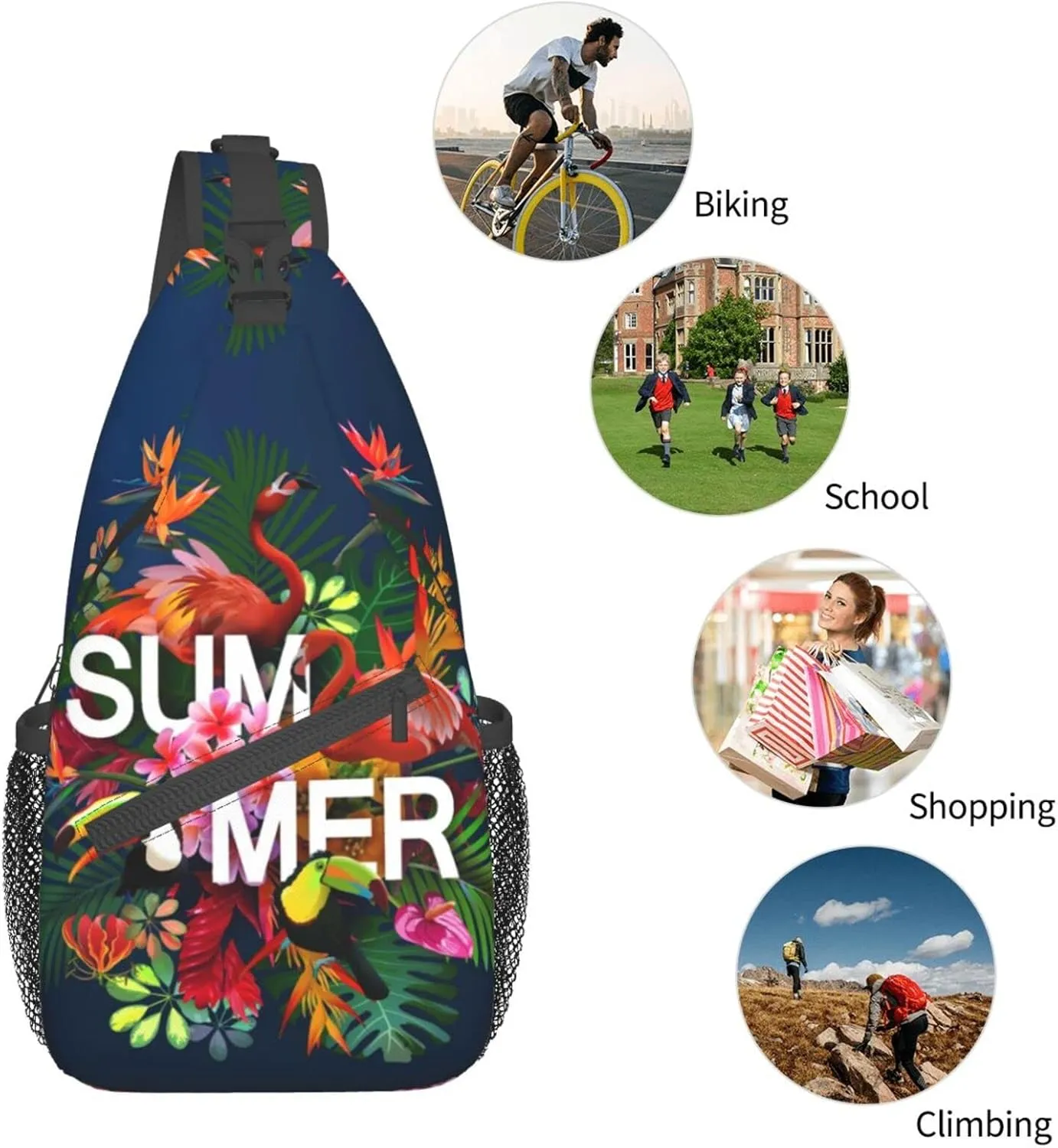 Crossbody Sling Backpack Sling Bag Chest Bag Shoulder Bag Travel Hiking Daypack For Men Women-Summer Vacation Scene