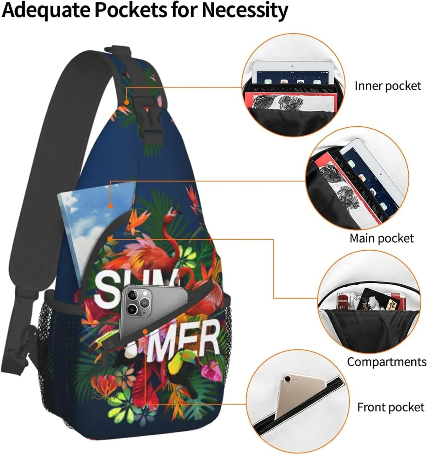 Crossbody Sling Backpack Sling Bag Chest Bag Shoulder Bag Travel Hiking Daypack For Men Women-Summer Vacation Scene