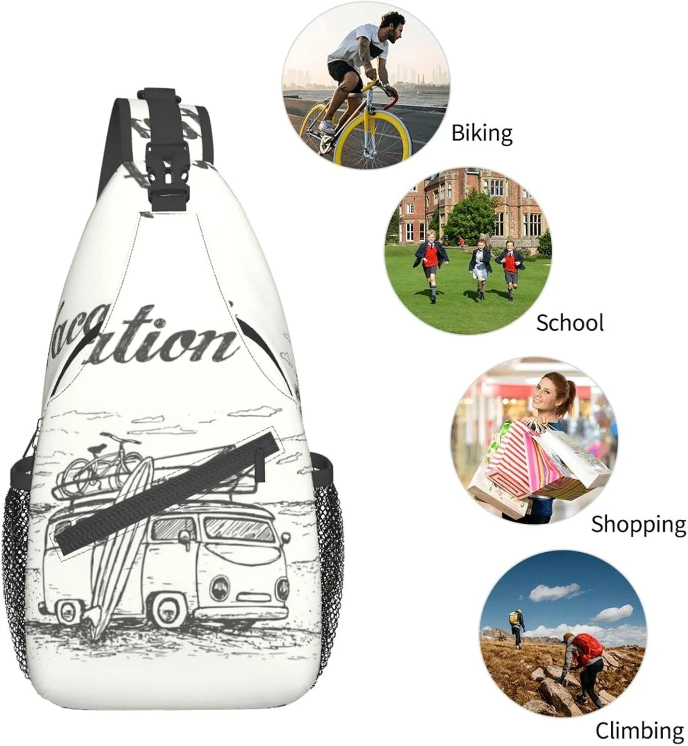 Crossbody Sling Backpack Sling Bag Chest Bag Shoulder Bag Travel Hiking Daypack For Men Women-Summer Vacation Scene
