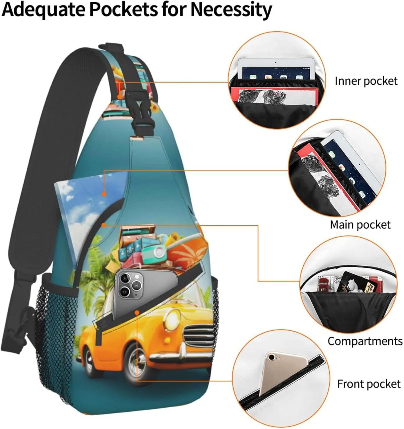 Crossbody Sling Backpack Sling Bag Chest Bag Shoulder Bag Travel Hiking Daypack For Men Women-Summer Vacation Scene
