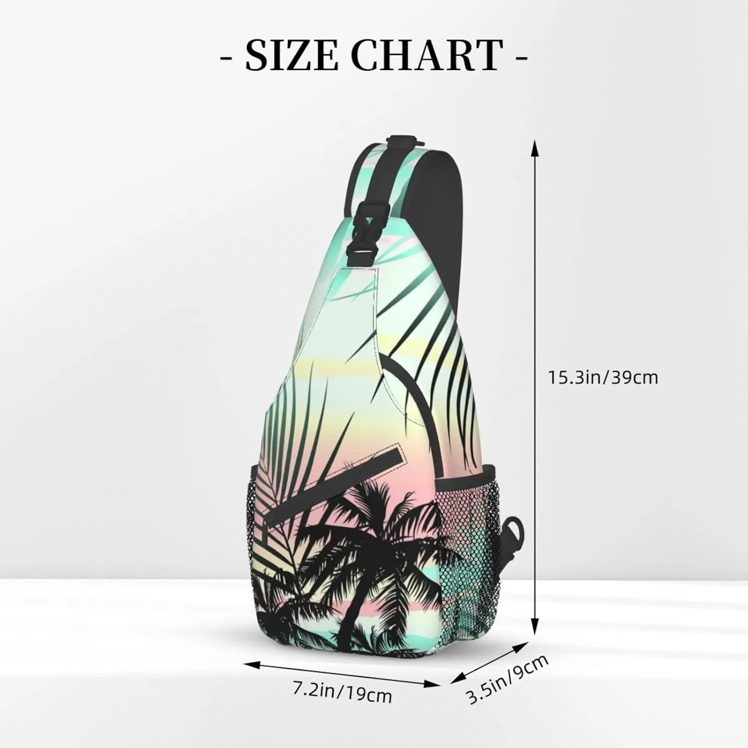 Crossbody Sling Backpack Sling Bag Chest Bag Shoulder Bag Travel Hiking Daypack For Men Women-Tropical Summer Palm