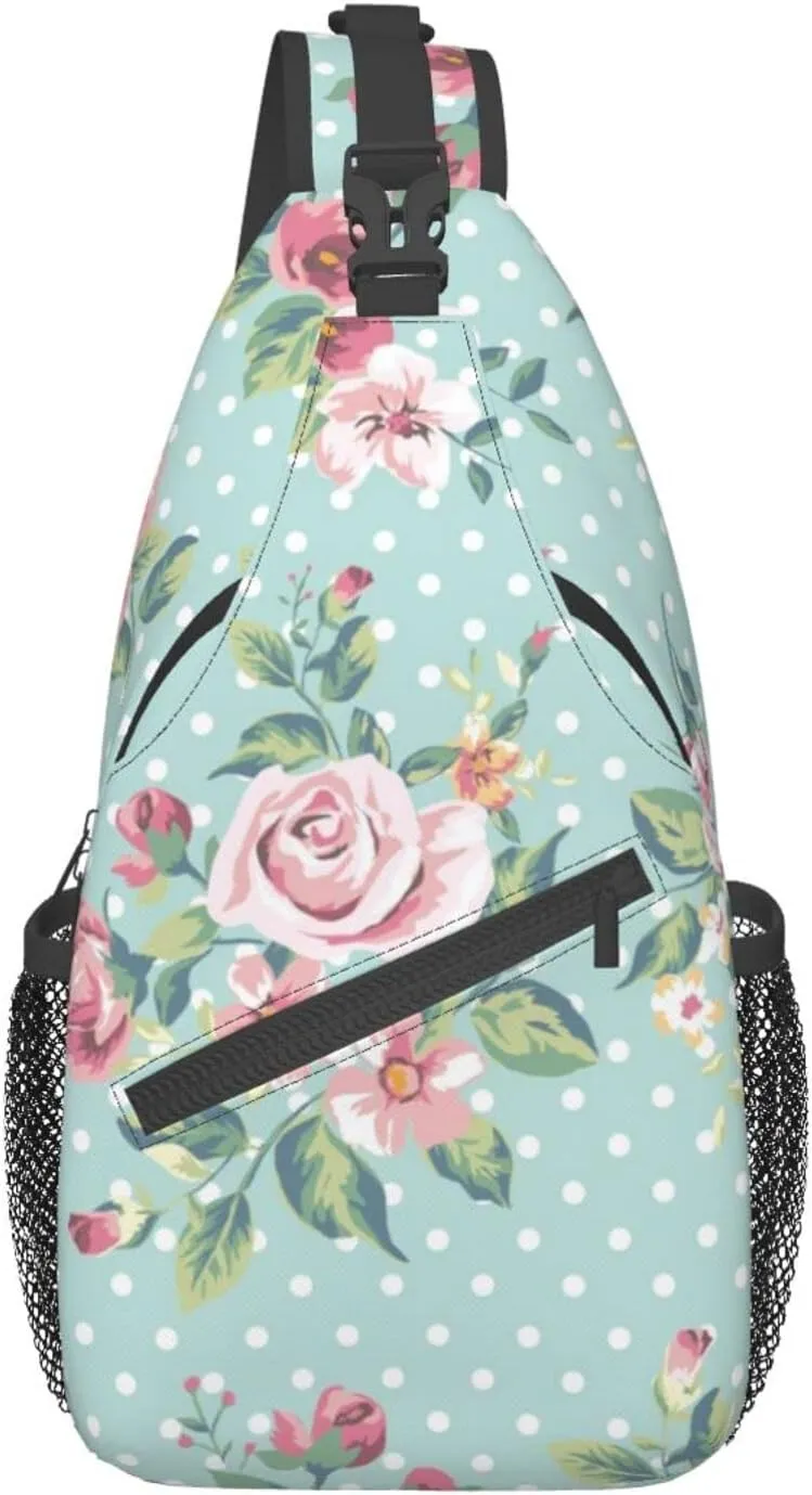 Crossbody Sling Backpack Sling Bag Chest Bag Shoulder Bag Travel Hiking Daypack For Men Women-Vintage Floral