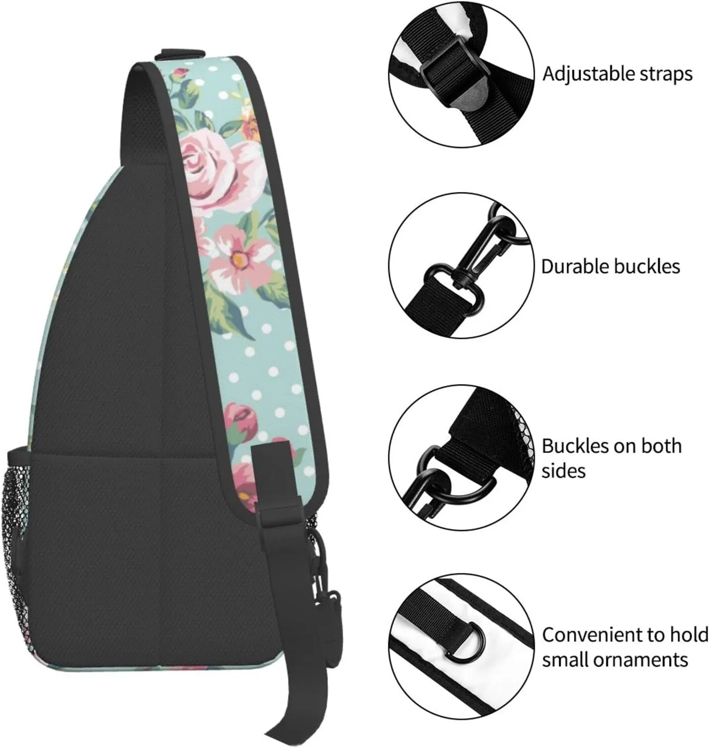 Crossbody Sling Backpack Sling Bag Chest Bag Shoulder Bag Travel Hiking Daypack For Men Women-Vintage Floral