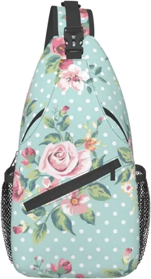 Crossbody Sling Backpack Sling Bag Chest Bag Shoulder Bag Travel Hiking Daypack For Men Women-Vintage Floral