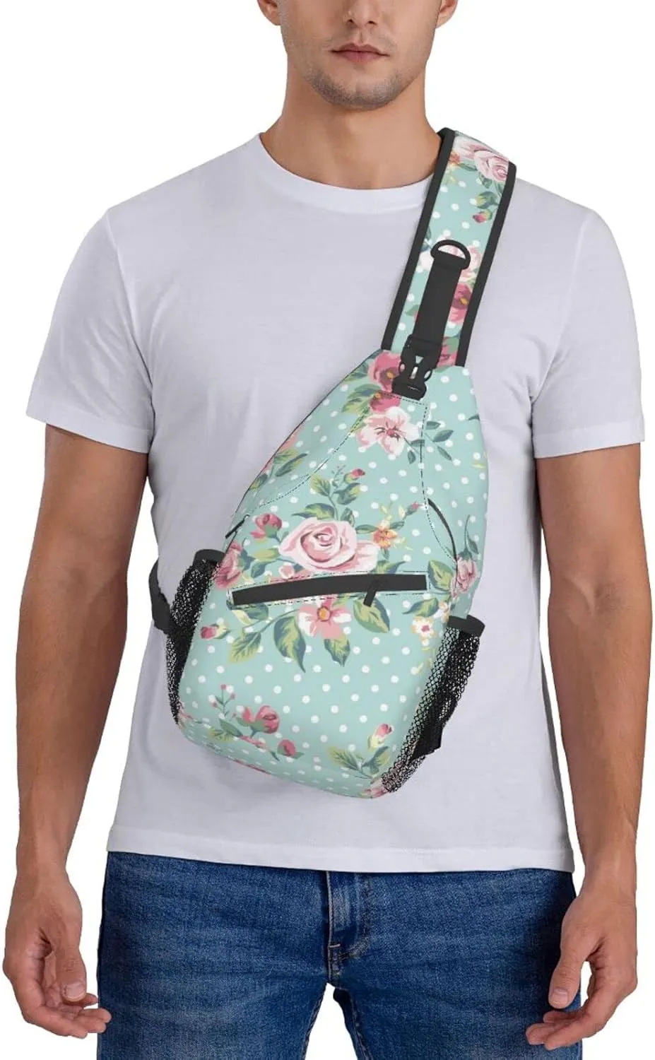 Crossbody Sling Backpack Sling Bag Chest Bag Shoulder Bag Travel Hiking Daypack For Men Women-Vintage Floral