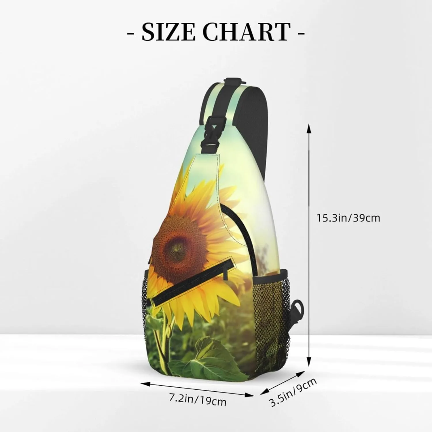 Crossbody Sling Backpack Sling Bag For Men Women Cross Chest Bag Shoulder Bag Beautiful Sunflower Travel Hiking Daypack