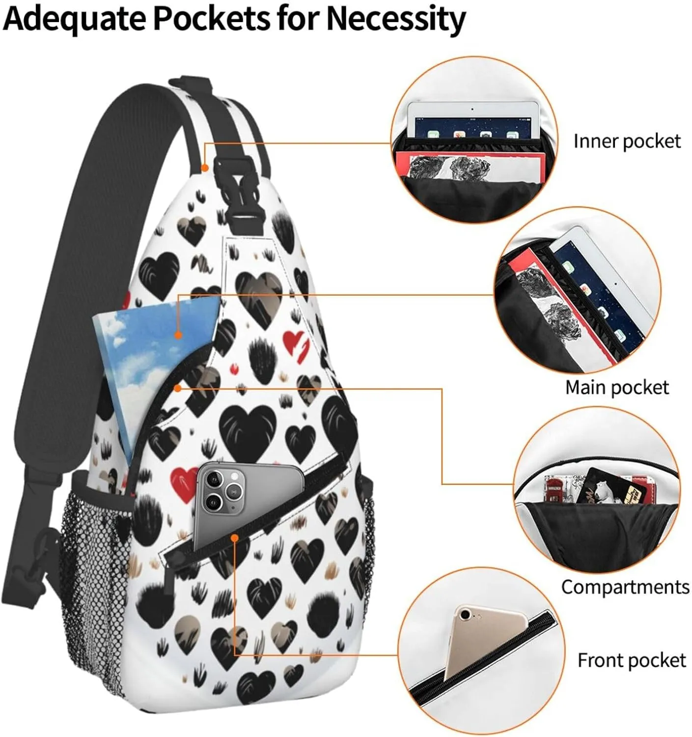 Crossbody Sling Backpack Sling Bag For Men Women Cross Chest Bag Shoulder Bag Carefully Spelled With Love Travel Hiking Daypack
