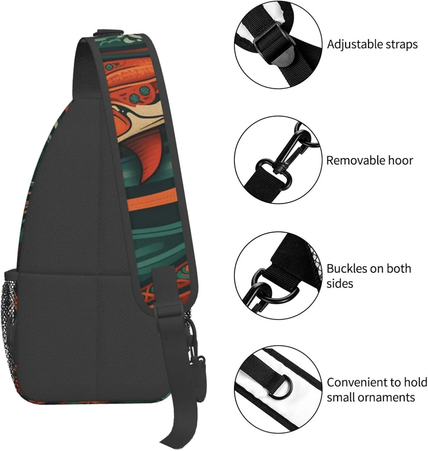 Crossbody Sling Backpack Sling Bag For Men Women Cross Chest Bag Shoulder Bag Dolphin Illustration Travel Hiking Daypack