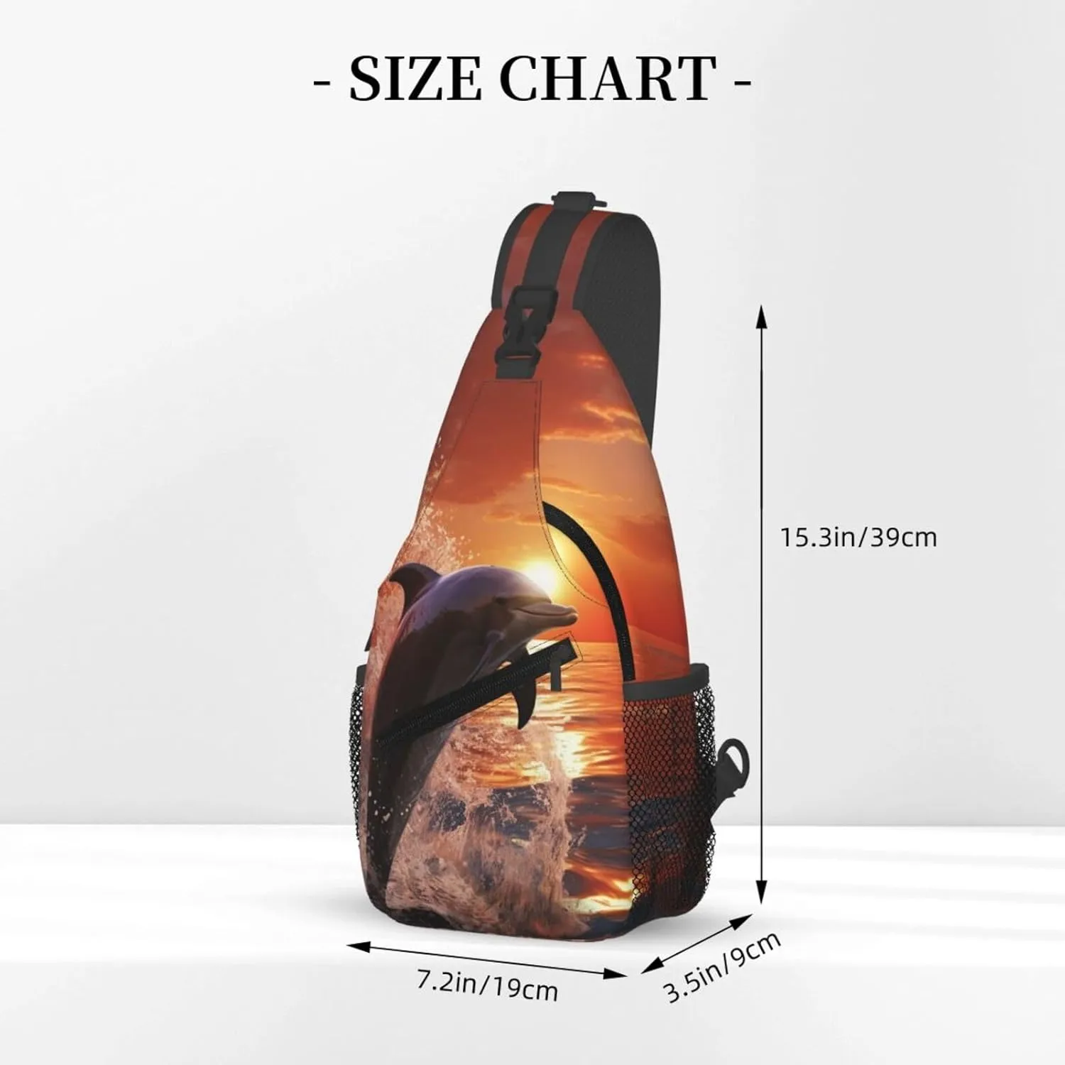 Crossbody Sling Backpack Sling Bag For Men Women Cross Chest Bag Shoulder Bag Dolphin Jumping In Water Travel Hiking Daypack