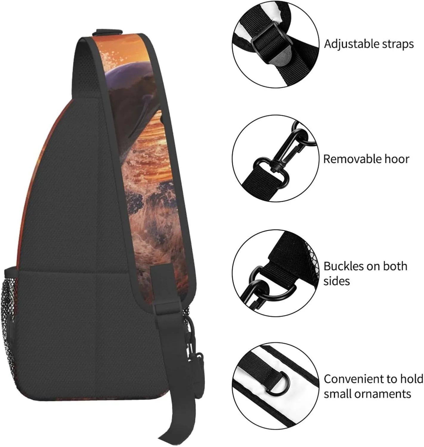 Crossbody Sling Backpack Sling Bag For Men Women Cross Chest Bag Shoulder Bag Dolphin Jumping In Water Travel Hiking Daypack